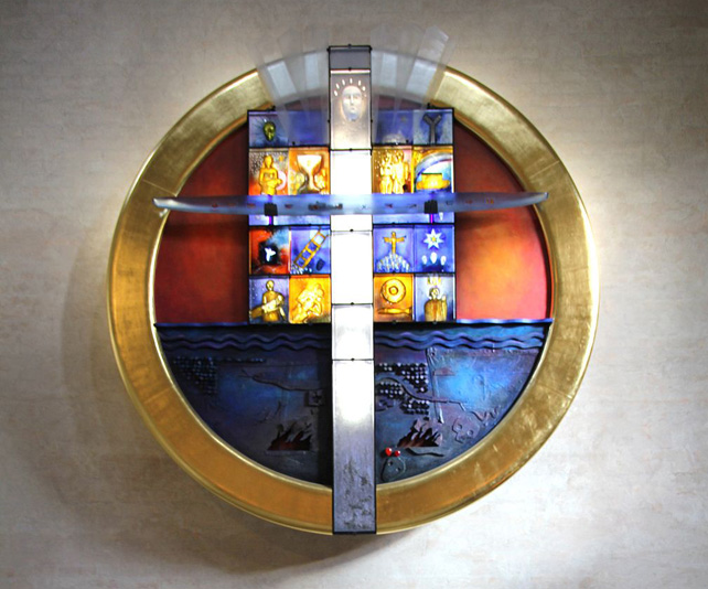 Brännkyrka kyrka altartavla - Livsresan av Bertil Vallien